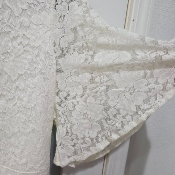 Torrid White Lace Midi Dress 14 | Bridal Flutter Sleeve Fit & Flare Romantic For - Picture 14 of 16